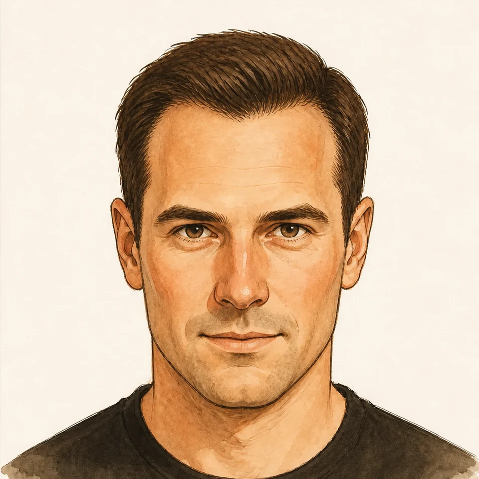 Illustrative DEMO portrait with a restored hairline visualisation